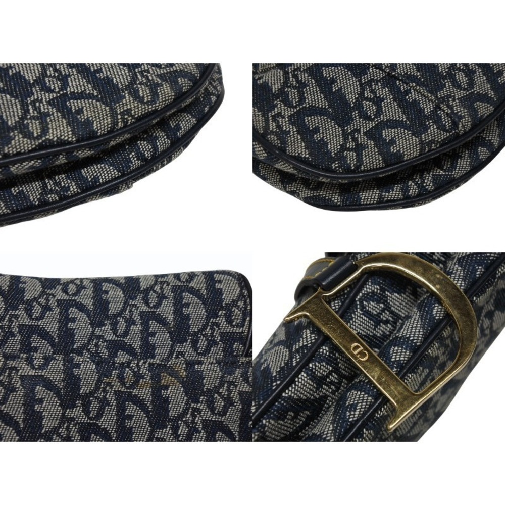 Christian Dior Trotter Saddle Bag Galliano canvas leather Navy Blue - Picture 9 of 10